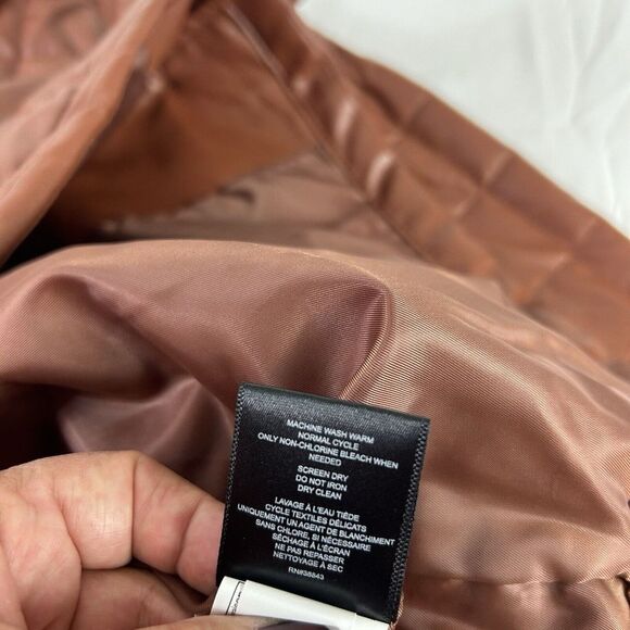 SAM EDELMAN Womens Box Quilted Faux Leather‎ Jacket Brown Size XL Mob Wife NWT - Picture 7 of 13